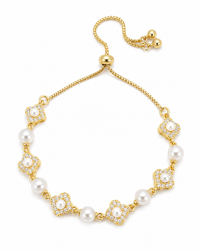 Pearl Clover Slider Bracelet