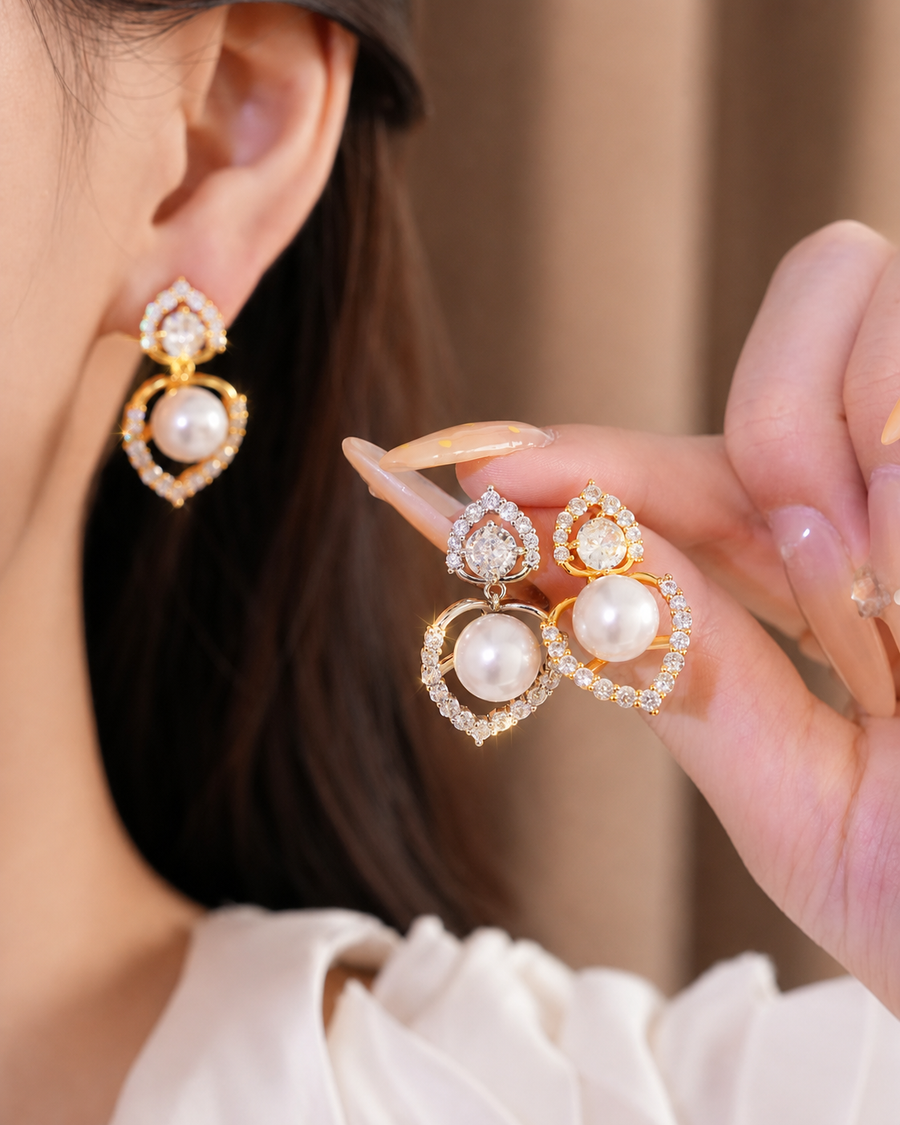 Pearl Halo Drop Earrings