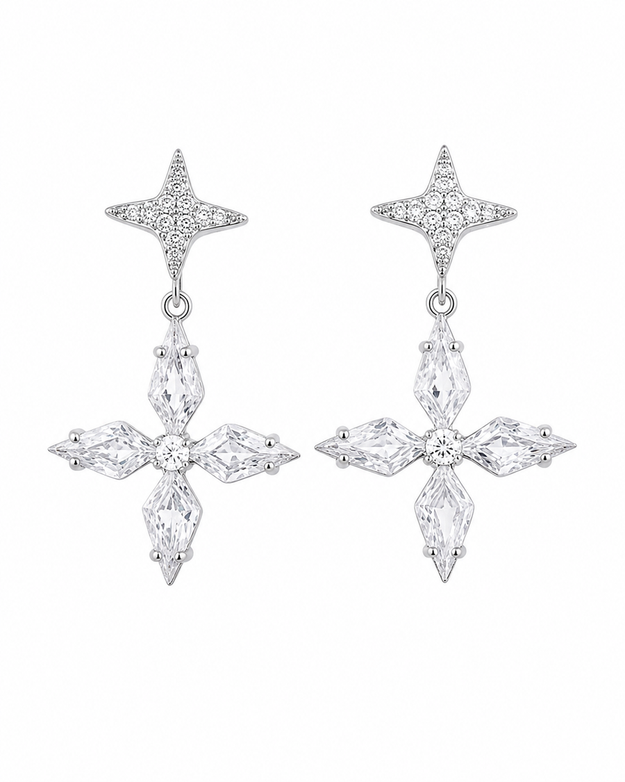 Starlight Cross Drop Earrings