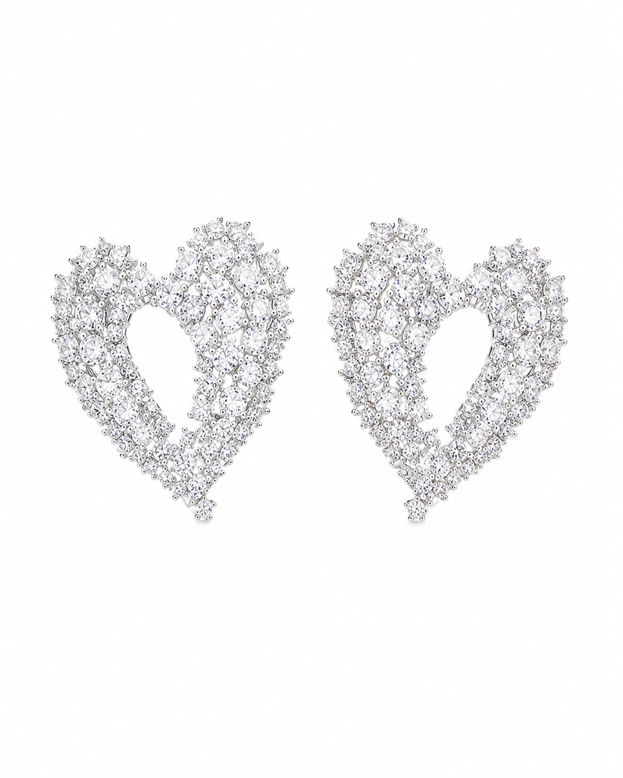 Crystal Heart Statement Earrings