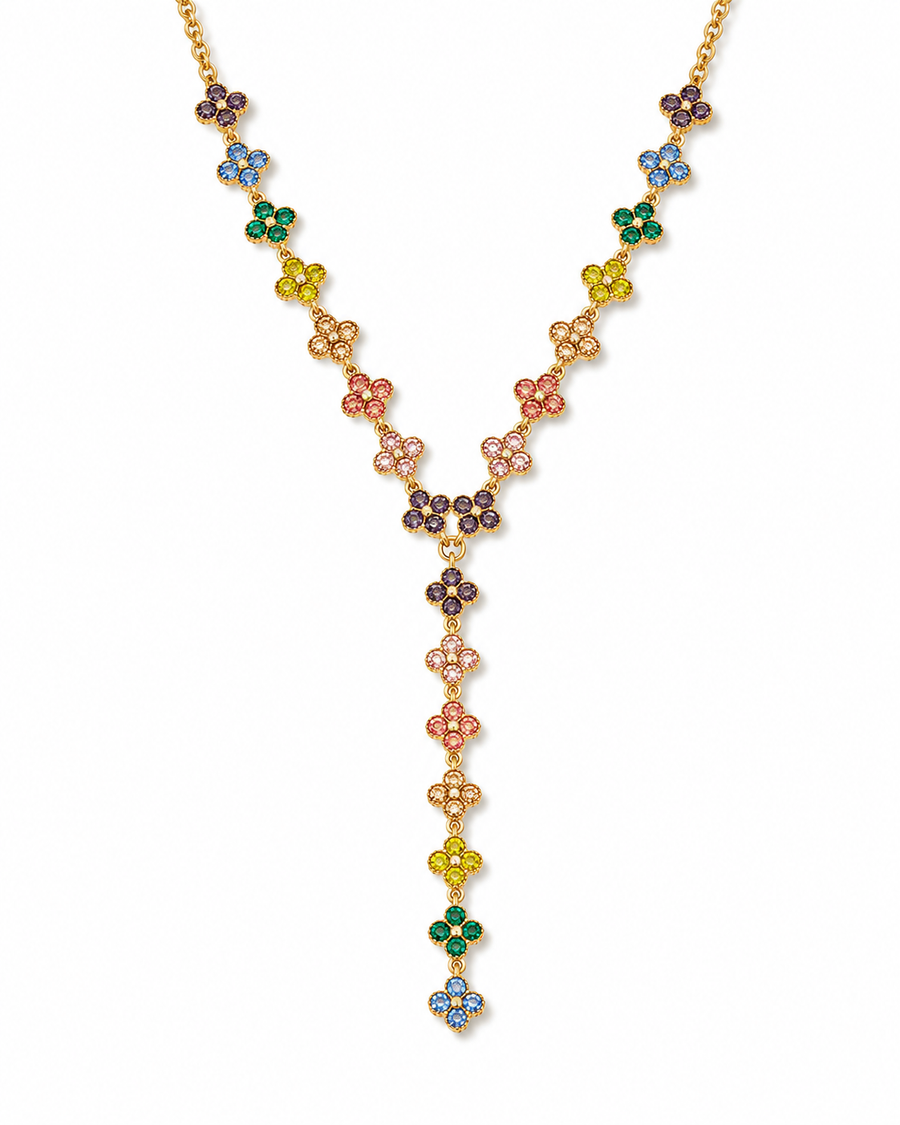 Rainbow Flower Drop Necklace