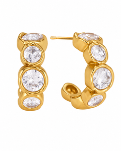 Graduated Stone Huggie Hoops