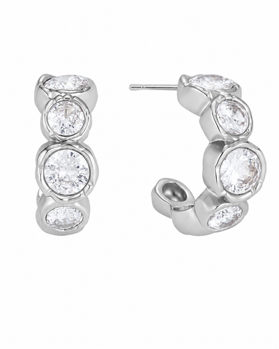 Graduated Stone Huggie Hoops
