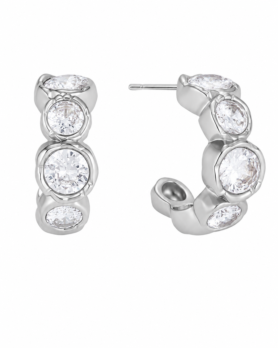 Graduated Stone Huggie Hoops