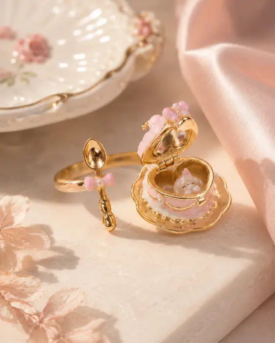 Pink Kitty Locket Ring