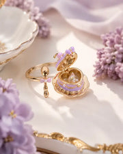 Lavender Kitty Locket Ring