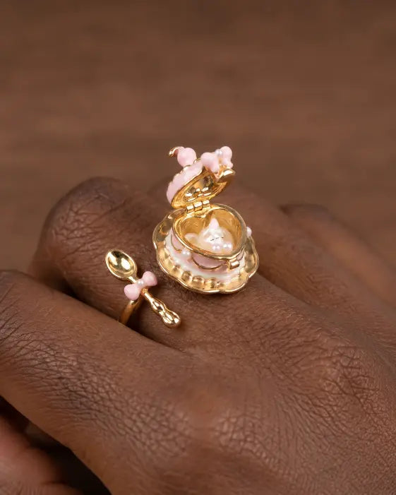 Pink Kitty Locket Ring