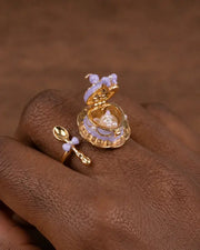 Lavender Kitty Locket Ring