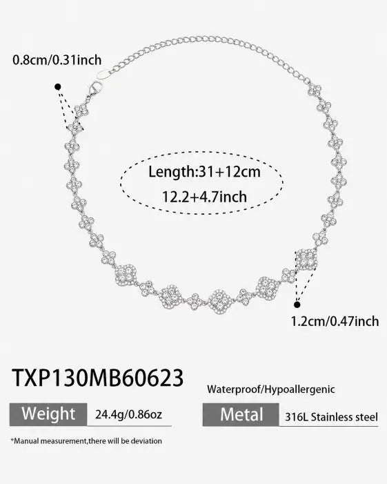 Starlight Bloom Crystal Clover Necklace