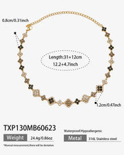 Midnight Bloom Crystal Clover Necklace