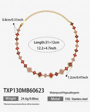Ruby Bloom Crystal Clover Necklace