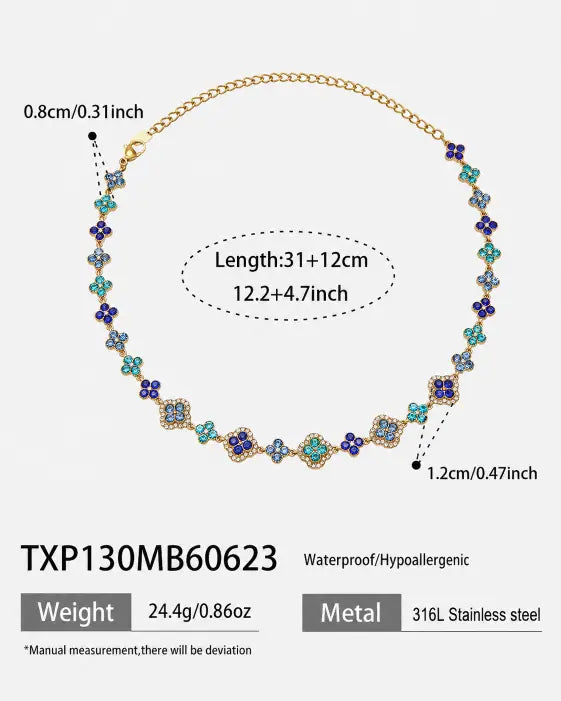 Ocean Bloom Crystal Clover Necklace