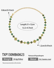 Emerald Bloom Crystal Clover Necklace