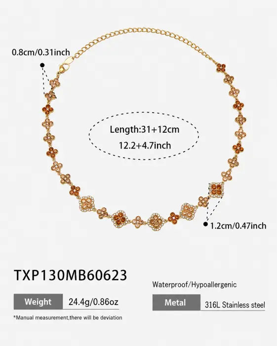 Amber Bloom Crystal Clover Necklace