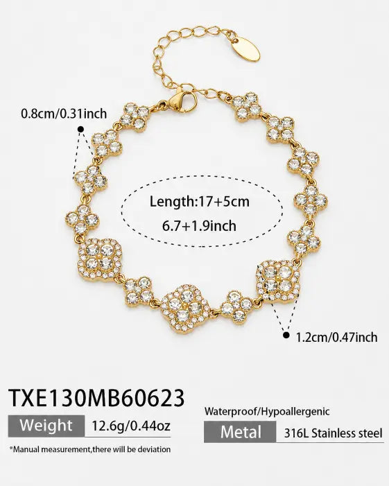 Aurelia Crystal Clover Bracelet - Gold