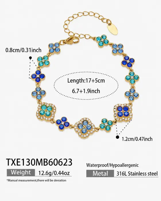 Azure Crystal Clover Bracelet