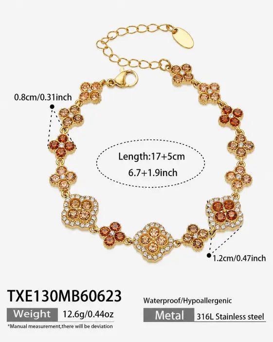 Rosé Ruby Crystal Clover Bracelet