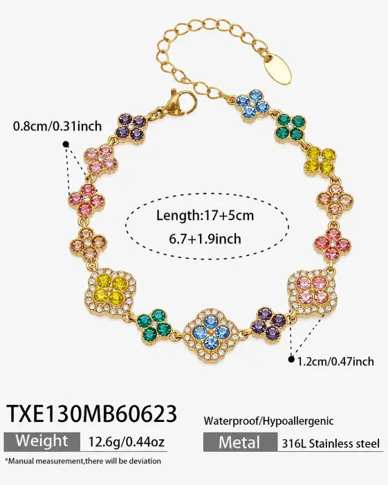 Lumi Rainbow Crystal Clover Bracelet