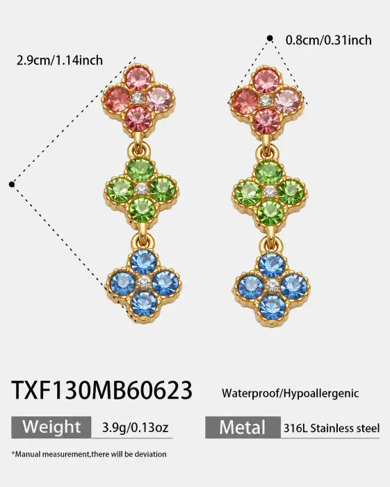 Lumi Bloom Crystal Clover Drop Earrings
