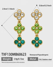 Emerald Bloom Crystal Clover Drop Earrings