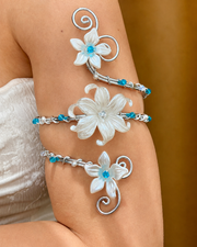 Blue Floral Silver Floral Arm Cuff Series