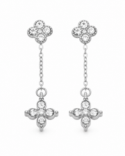 Clear / Silver Celeste Clover Drop Earrings