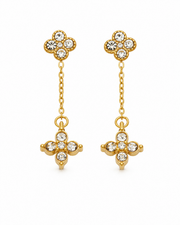 Clear / Gold Celeste Clover Drop Earrings