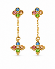 Multicolor 2 / Gold Celeste Clover Drop Earrings