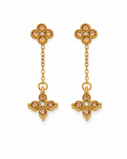 Champagne / Gold Celeste Clover Drop Earrings