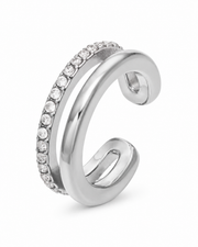 Silver Crystal Spiral Ear Cuff with clear zircon stones
