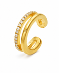 Gold Crystal Spiral Ear Cuff with clear zircon stones
