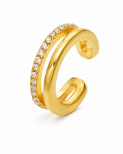 Gold Crystal Spiral Ear Cuff with clear zircon stones