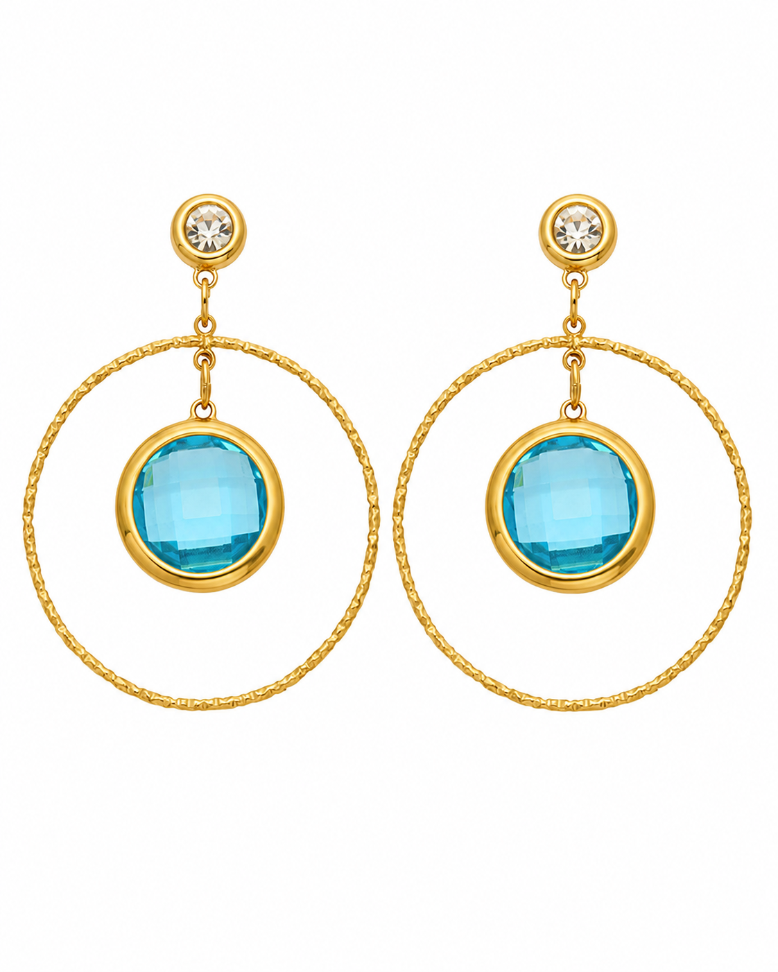 Blue Lumi Halo Drop Earrings Series