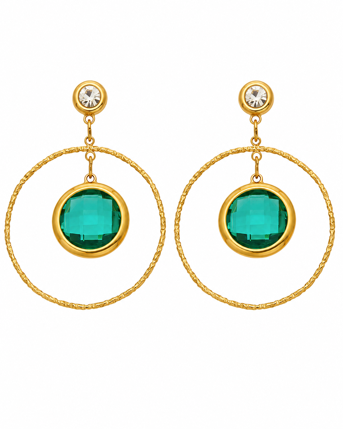 Emerald Green Lumi Halo Drop Earrings Series