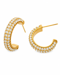 Gold Pavé Dome Hoop Earrings