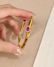 Gold Teardrop Gem Cuff Bracelet