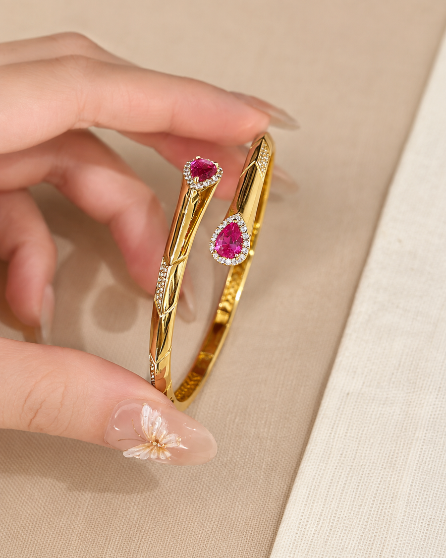 Teardrop Gem Cuff Bracelet