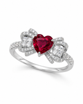 Ruby Bow Heart Ring