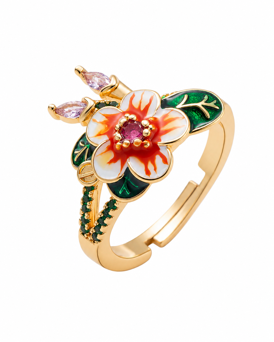 Sunset Blossom Enamel Bloom Ring Series