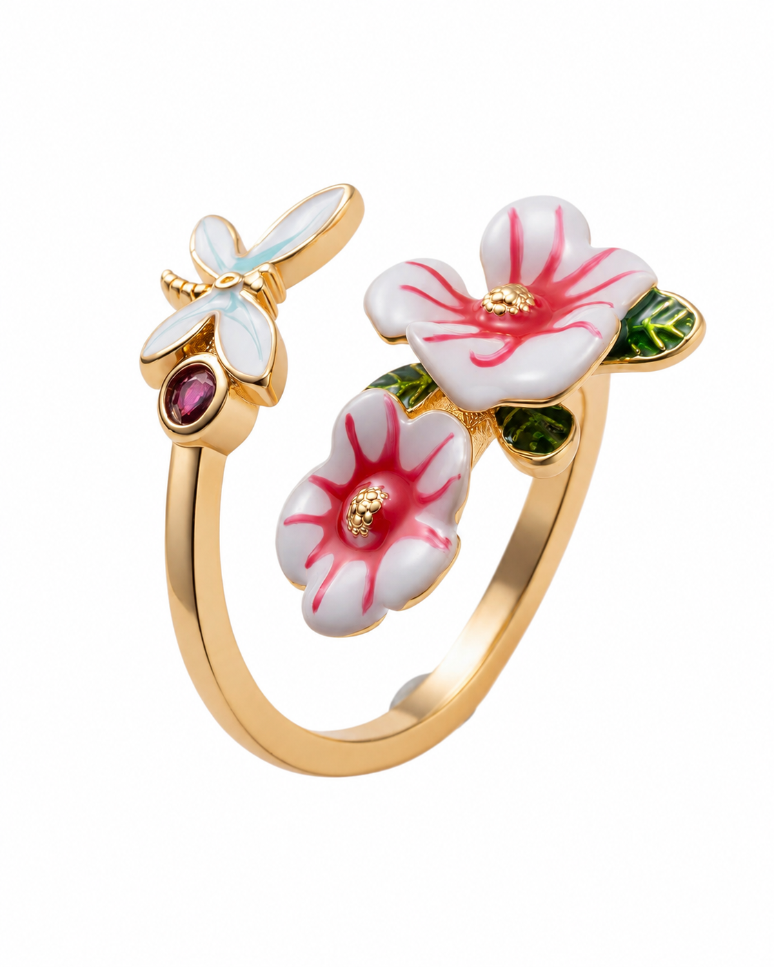Dragonfly Blossom Enamel Bloom Ring Series