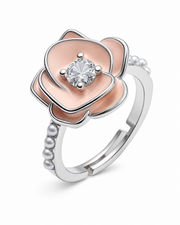 Pearl Camellia Enamel Bloom Ring Series