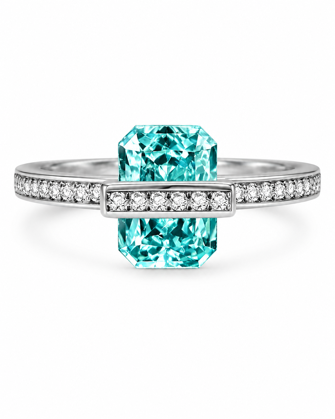 Ocean Blue Aveline Radiant Crystal Ring