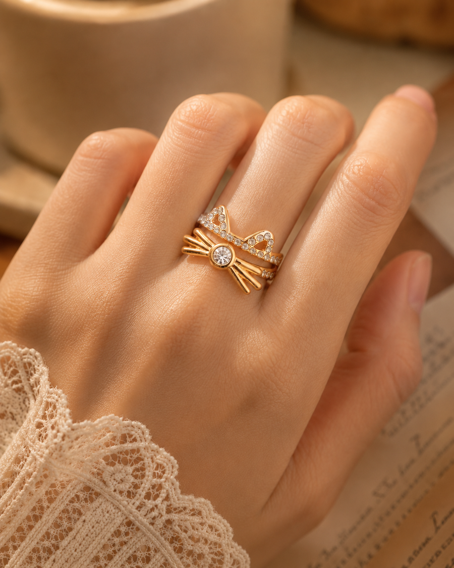 Amora Kitty Bow Ring