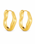 Gold Sculpted Wave Hoop Earrings