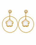 Clear Fleur Glass Hoop Earrings