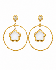 Clear Fleur Glass Hoop Earrings