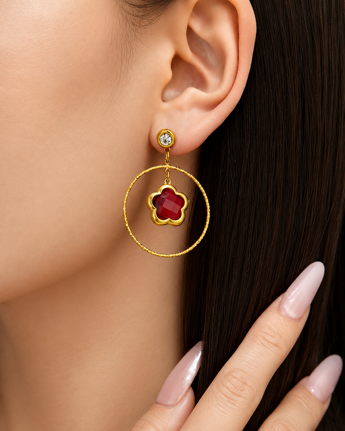 Fleur Glass Hoop Earrings additional view 6