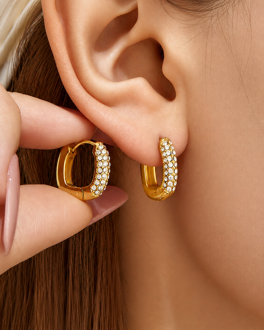 Pavé Dome Huggie Earrings