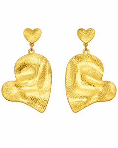 Hammered Heart Drop Earrings