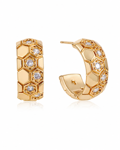 Honeycomb Crystal Hoop Earrings